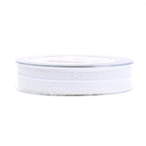 Floristik24 Csipke szalag vintage fehér 20mm 20m