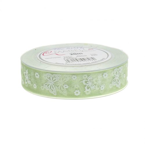 Floristik24 Organza szalag pillangó menta 25mm 20m