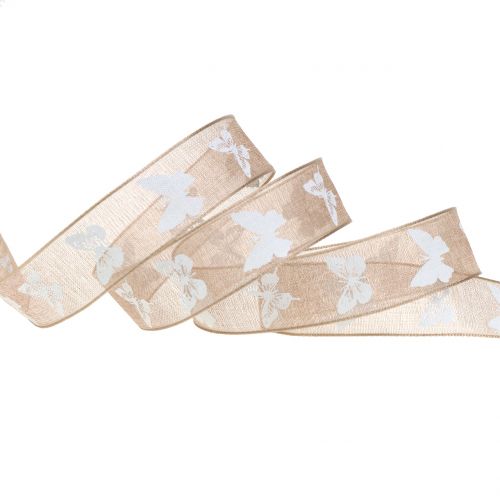 Floristik24 Organza szalag pillangó barna 15mm 20m