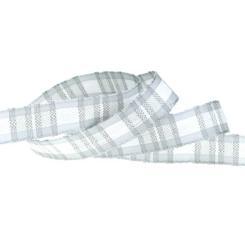 Floristik24 Deco szalag kockás drótszegéllyel szürke 15mm L20m