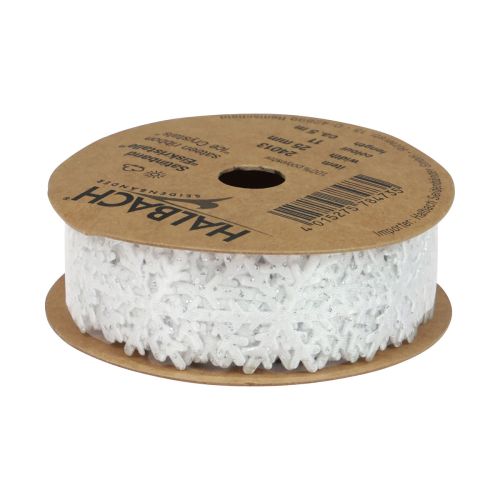 tételeket Szatén szalag Karácsonyi szalag hópehely fehér 25mm 5m