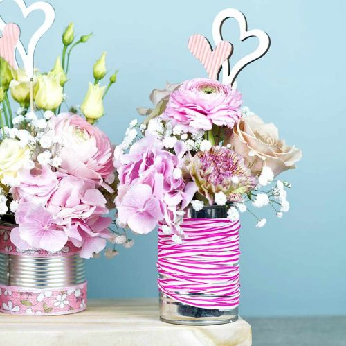 Floristik24 Bast ajándék szalag rózsaszín-fehér 200m