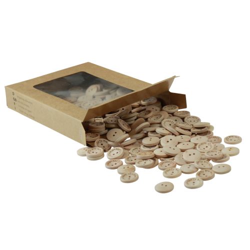 tételeket Kézműves kellékek gomb fa gomb felirattal Ø2cm natúr 220 db