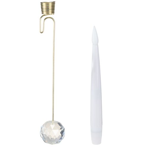 tételeket LED Fa Gyertyák, Kúpos Gyertyák Kristállyal, Sárga Fénnyel, 31cm, 10 Darab