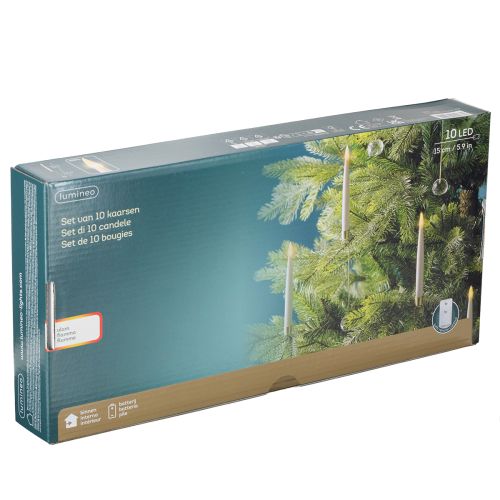 tételeket LED Fa Gyertyák, Kúpos Gyertyák Kristállyal, Sárga Fénnyel, 31cm, 10 Darab