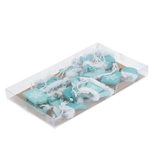 Floristik24 Fadíszek mix 3,5cm - 7,5cm kék, fehér 12db