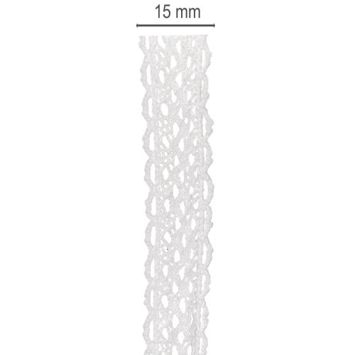 Pamut csipkeszalag, finom díszítőszalag kézműveskedéshez, 15 mm széles, 10 m hosszú | Floristik24.hu