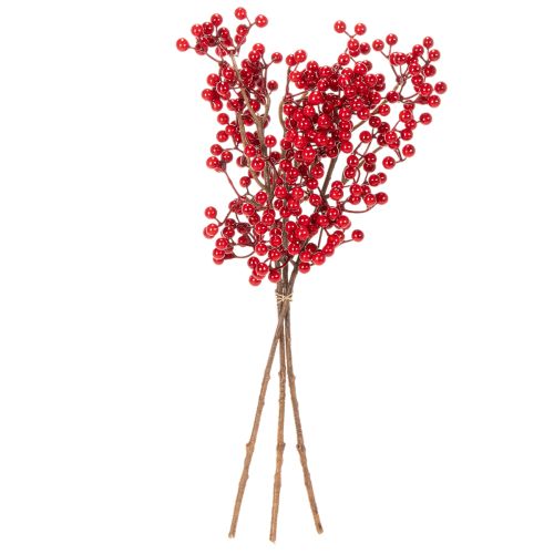 Mű magyalág piros bogyókkal, díszes vázába, 47 cm, 3 darab | Floristik24.hu
