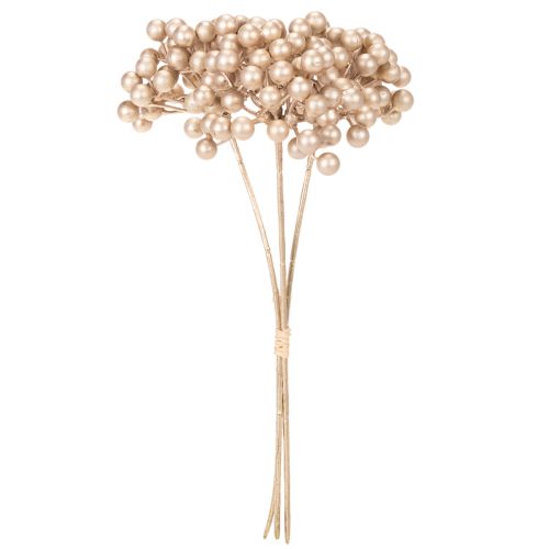 Műbogyó ág, pezsgőszínű dekoráció, 28cm, 3 darab | Floristik24.hu