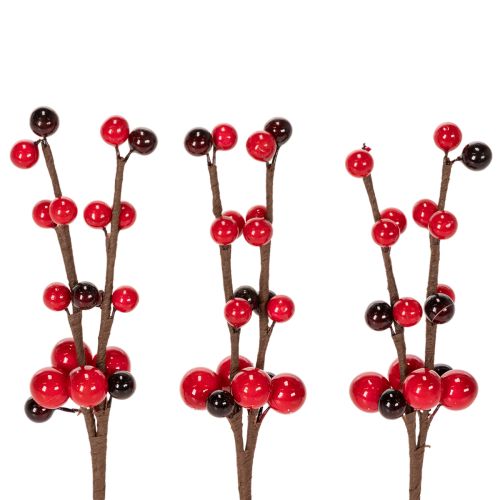 Műág piros bogyókkal, 15 cm, 6 darab vétel | Floristik24.hu