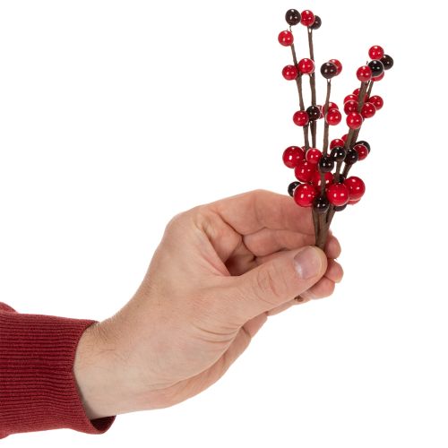 Műág piros bogyókkal, 15 cm, 6 darab | Floristik24.hu
