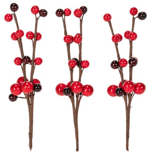 Műág piros bogyókkal, 15 cm, 6