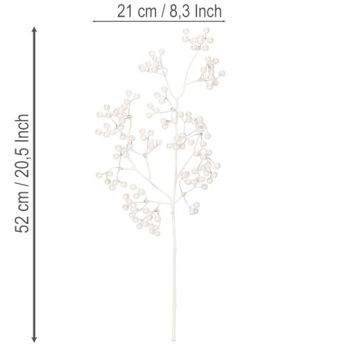 Mű fehér bogyós ág, dekoráció/kézműves kellékek, 52cm | Floristik24.hu