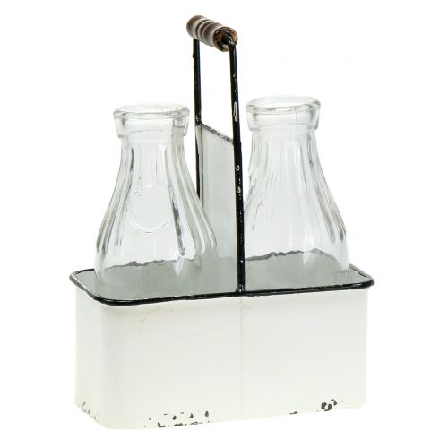 Dekoratív palackvázák fém tartóban H25cm