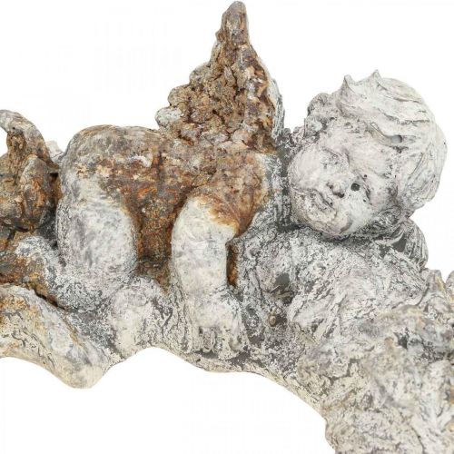 tételeket Beton deco angyal deko koszorú faldísz fehér barna 36,5cm