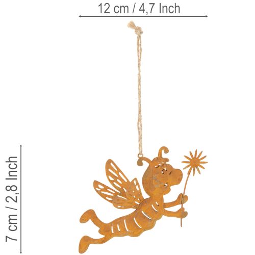 Függő méhecske dekoráció, rozsdaszínű fém, nyári dekoráció, 12 cm, 6 darab | Floristik24.hu