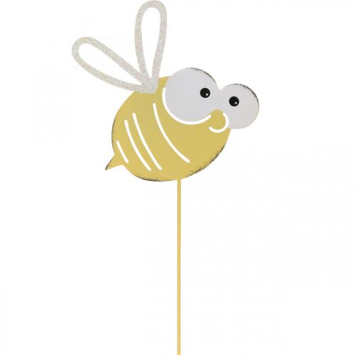 tételeket Bee as plug, rugós, kerti dekoráció, fém méhecske sárga, fehér L54cm 3db