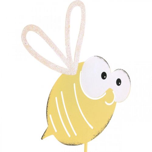 tételeket Bee as plug, rugós, kerti dekoráció, fém méhecske sárga, fehér L54cm 3db