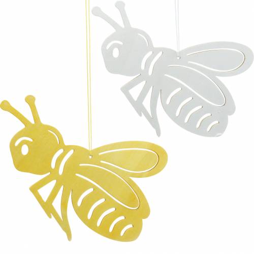 Floristik24 Fafigurás méhecske, tavaszi dekoráció, akasztható méhecske, dekoratív rovar 6db