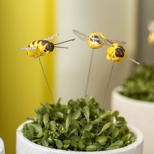 Méhecske dróton, virágdugók, deko méhek, tavaszi narancs, sárga W4,5cm 24db