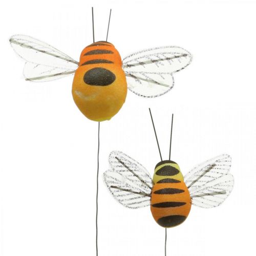 Deco méhecske, tavaszi dekoráció, méhecske drót narancs, sárga B5/6,5cm 12db