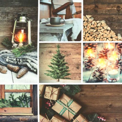 Floristik24 LED falfestmény Karácsonyi barna LED dekoráció 38 × 38cm Elemhez