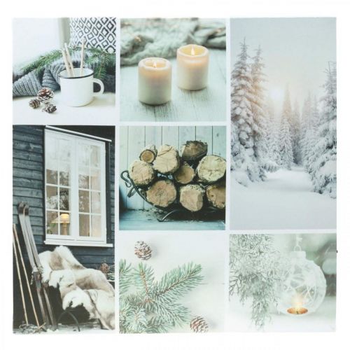 Floristik24 LED-es falfestmény Karácsonyi rusztikus fehér 38 × 38cm Akkumulátorhoz