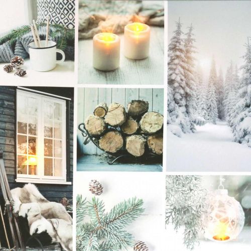 Floristik24 LED-es falfestmény Karácsonyi rusztikus fehér 38 × 38cm Akkumulátorhoz