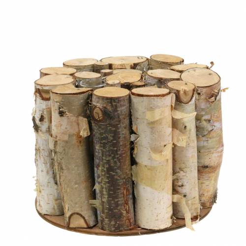 Floristik24 Nyírfa tégely natúr kémcsövekkel Ø17cm H13cm