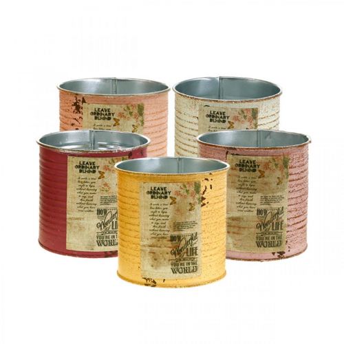 Floristik24 Dekoratív bádog kopott elegáns fém Ø11cm H10,5cm Különböző színek