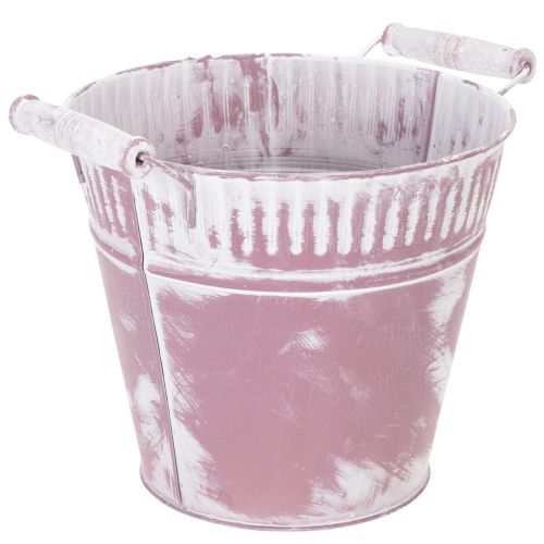 Bádogvödör, lila és fehérre meszelt, Ø19cm M17cm, 1 db. | Floristik24.hu