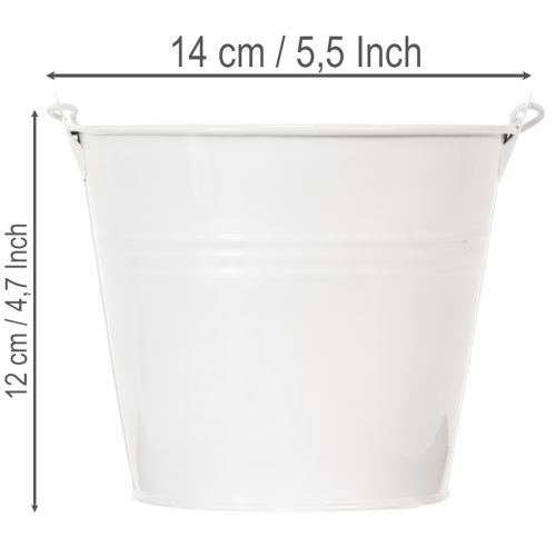 Fehér fémvödrök Ø14cm M12cm 6 db | Floristik24.hu