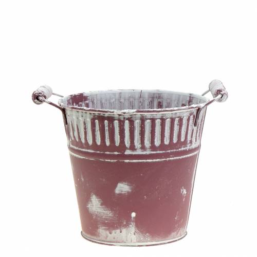 Bádog vödör lila fehér mosott Ø13cm H12cm 1 db | Floristik24.hu