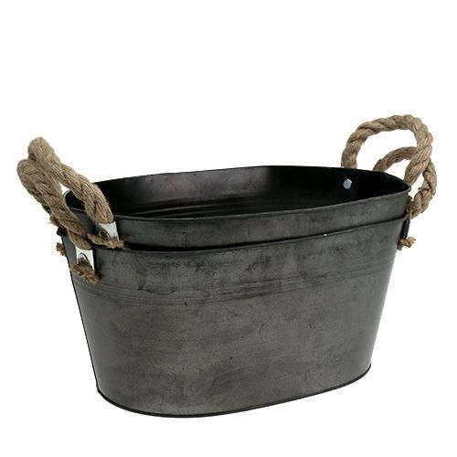 Floristik24 Bádogtál antik ovális 31 x 20cm H15cm 2db