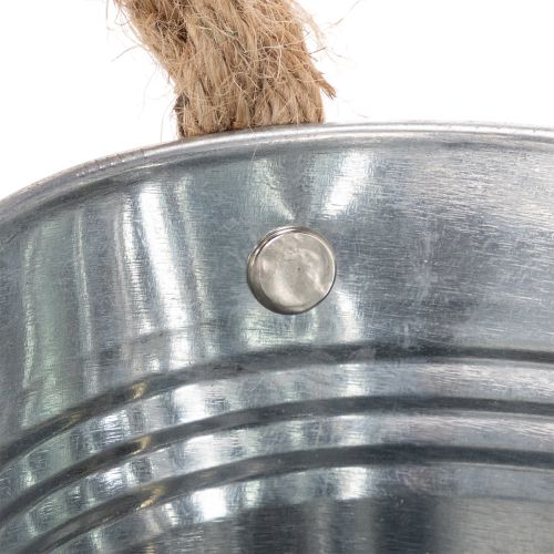 Fémtál kötélfogantyúkkal, ezüst, 22 cm magas, 10 cm magas | Floristik24.hu