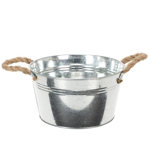 Fényes fém tál kötél fogantyúkkal, Ø22cm vétel | Floristik24.hu