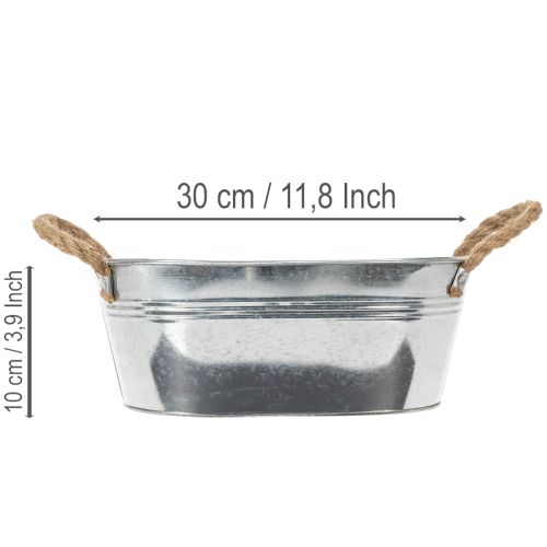 Ovális fémtál ezüst 30cm x 17cm x 10cm | Floristik24.hu