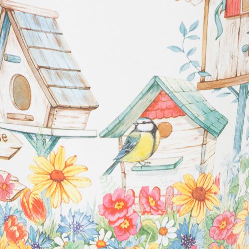 tételeket Bádogcserép madárházakkal, nyári dekoráció, virágtartó, H14.5cm Ø13.5cm