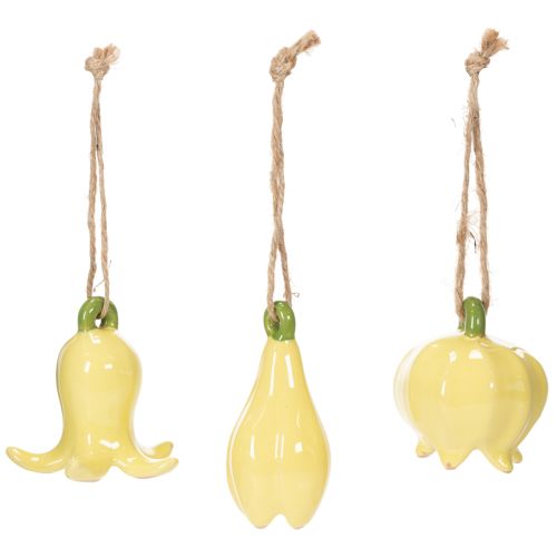 tételeket Kerámia virág medálok, vidám dizájn, virágminta, tavaszi dekoráció, 9 cm, 6 darab