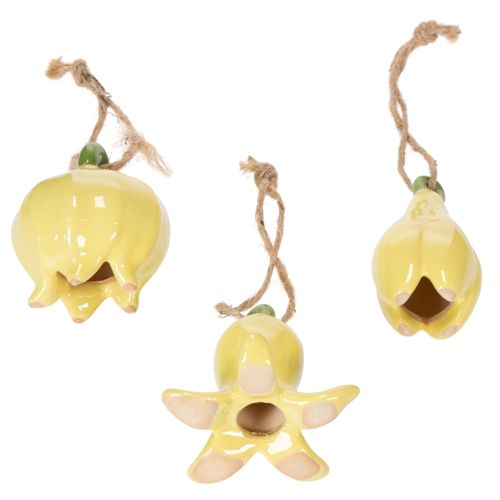 tételeket Kerámia virág medálok, vidám dizájn, virágminta, tavaszi dekoráció, 9 cm, 6 darab