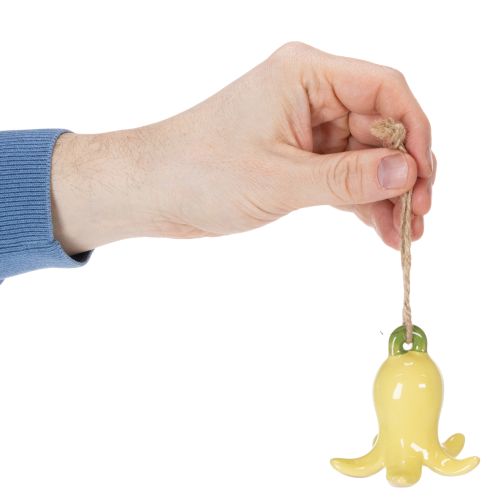 tételeket Kerámia virág medálok, vidám dizájn, virágminta, tavaszi dekoráció, 9 cm, 6 darab