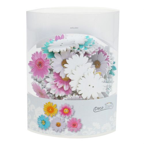 Floristik24 Virágok gombként fából Ø3,5cm válogatott 90db