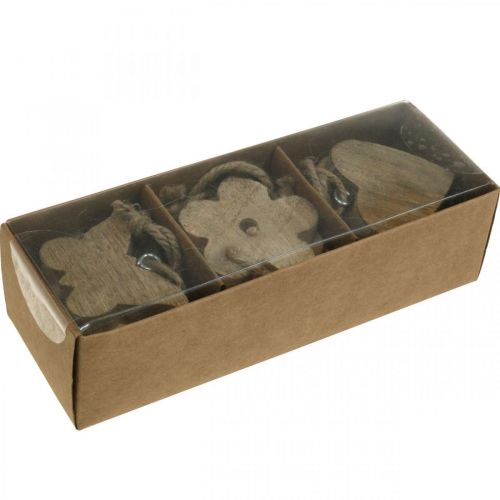 Floristik24 Fa medál, virág pillangó szív, tavaszi dekoráció natúr H5,5/4cm 12 db