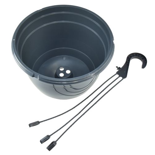 Floristik24 Függesztett kosár antracit cserep akasztáshoz Ø25cm H50cm