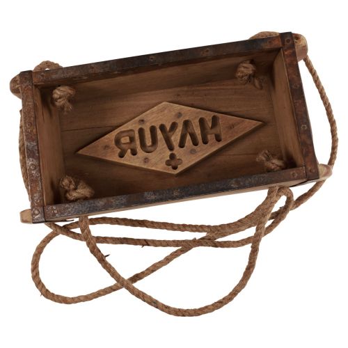 Floristik24 Függesztett kosár fa tégla alakú fa upcycling 31,5×15×10cm