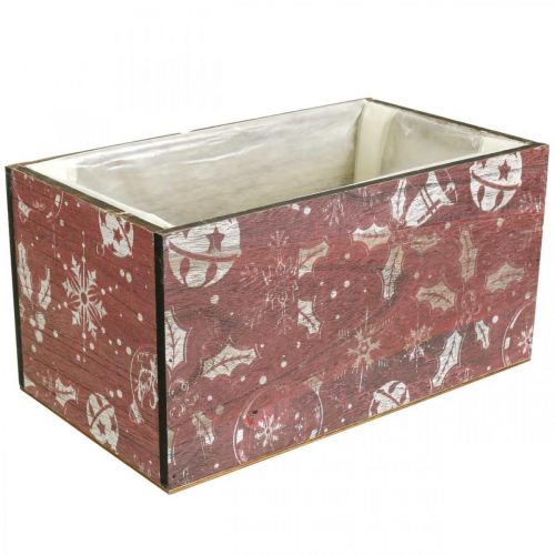 tételeket Vintage karácsonyi virágláda, fa virágtartó, piros, 24-40 cm, 4 db-os szett