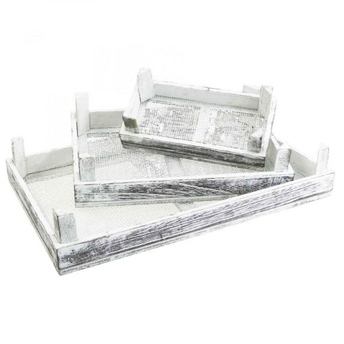 tételeket Dekoratív tálca fa kopott elegáns elrendezésű alátétkészlet 3 db