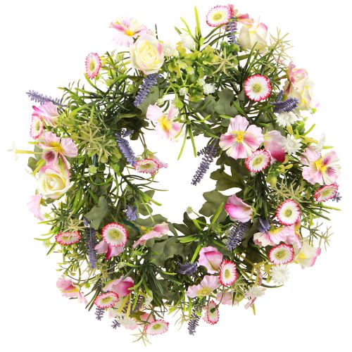 tételeket Virágkoszorú mesterséges tavaszi virágok krém rózsaszín Ø33cm