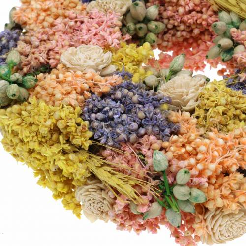 Floristik24 Díszítő koszorú száraz fűből és művirágból lazac Ø20cm