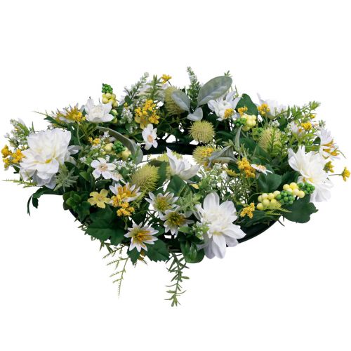 tételeket Ajtókoszorú faldísz virágok dáliák banksia fehér Ø35cm